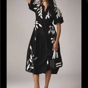 by anthropologie short sleeve embroidery appliqué maxi dress